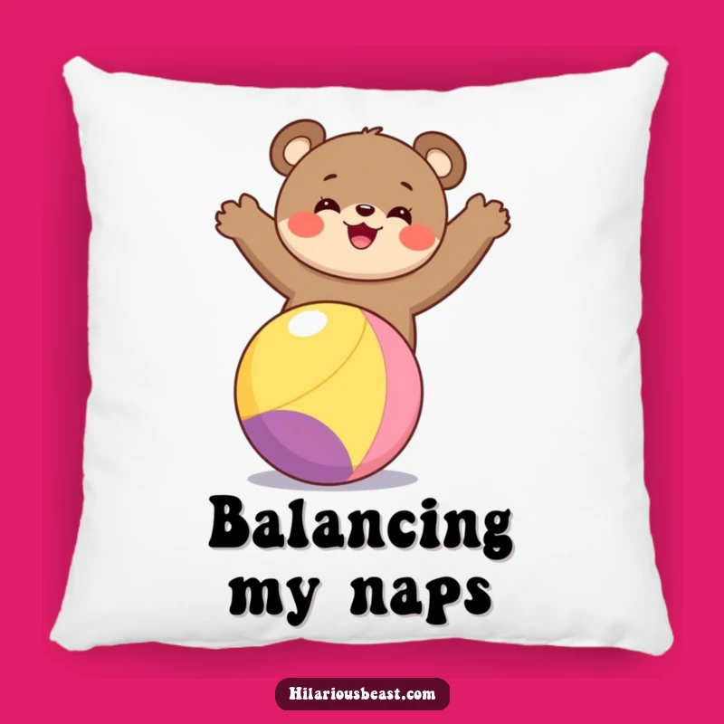Comfortable Funny Bear Cub Balancing Pillow for Cozy, Happy Homes