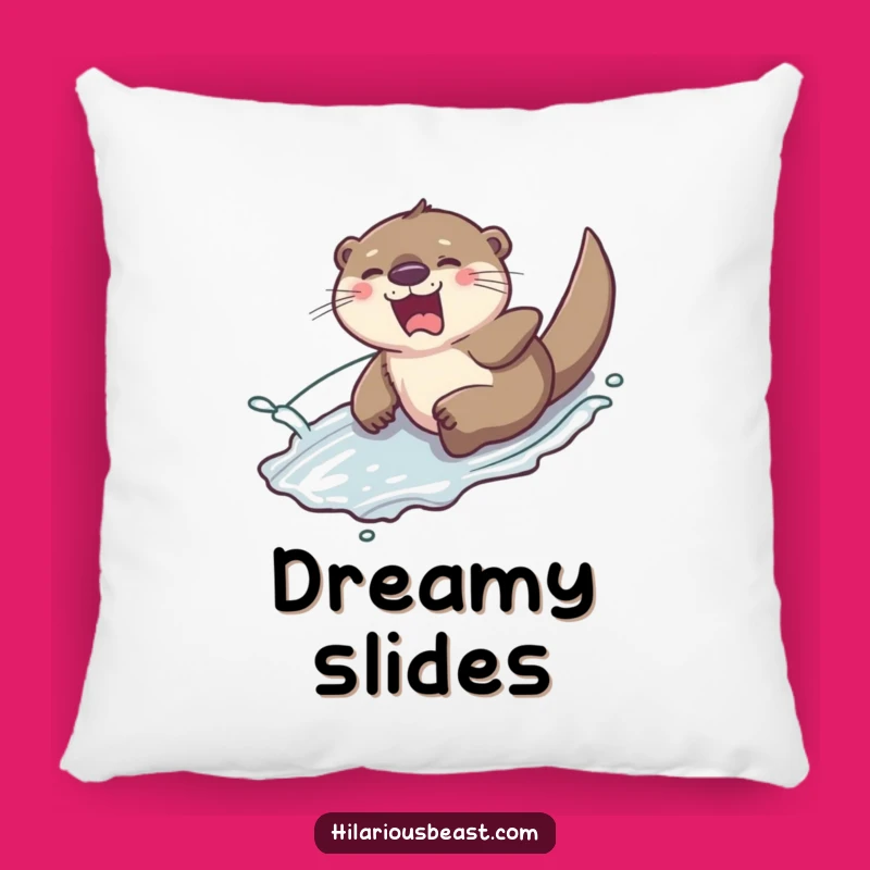 Soft Funny Otter Pillow: Giggling Slider, Water Splash, Cozy Playful Accent, Gift