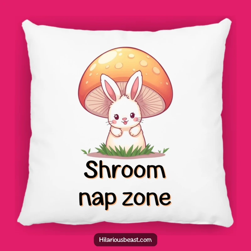 Funny Bunny Mushroom Pillow - Cozy & Hilarious Woodland Accent Gift