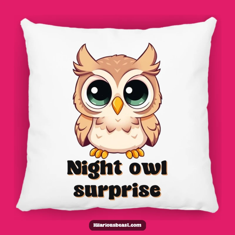 Funny Curious Owl Pillow - Cozy Enormous Eyes Surprise Cushion Gift