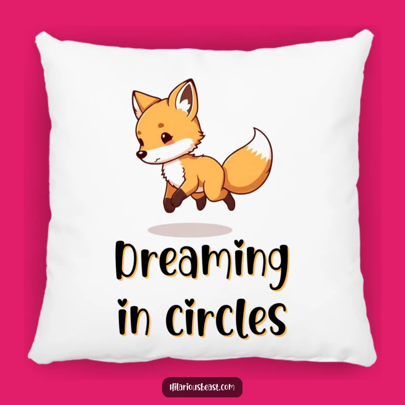 Funny Fox Cub Pillow - Soft Tail Chasing Cushion, Comfy Playful Decor