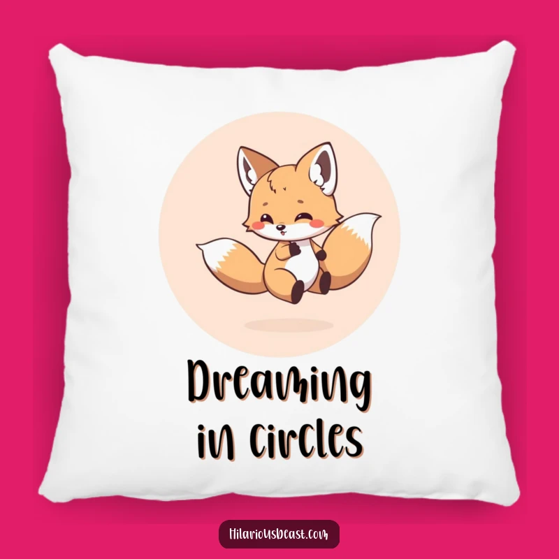 Funny Fox Cub Tail Chase Pillow - Cozy & Hilarious Accent Cushion