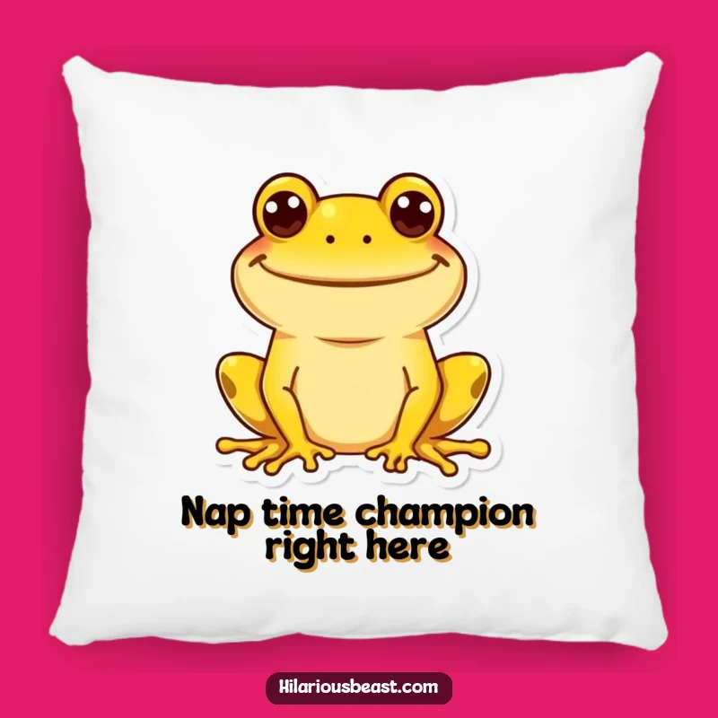 Funny Goofy Grin Frog Pillow, Cheerful Accent Cushion, Humorous Home Decor Gift