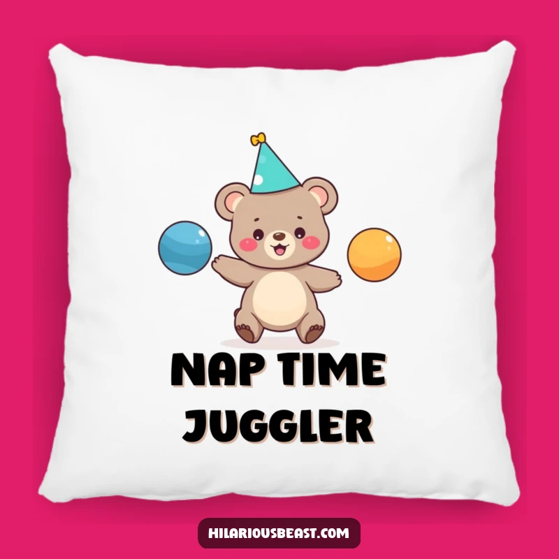 Funny Juggling Bear Cub Pillow - Cozy & Hilarious Accent Cushion Gift