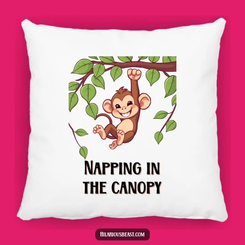 Funny Monkey Grin Pillow - Cozy Mischievous Cushion