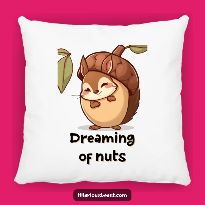 Funny Squirrel Pillow: Cozy Acorn Smirker, Perfect Comedic Cushion Gift