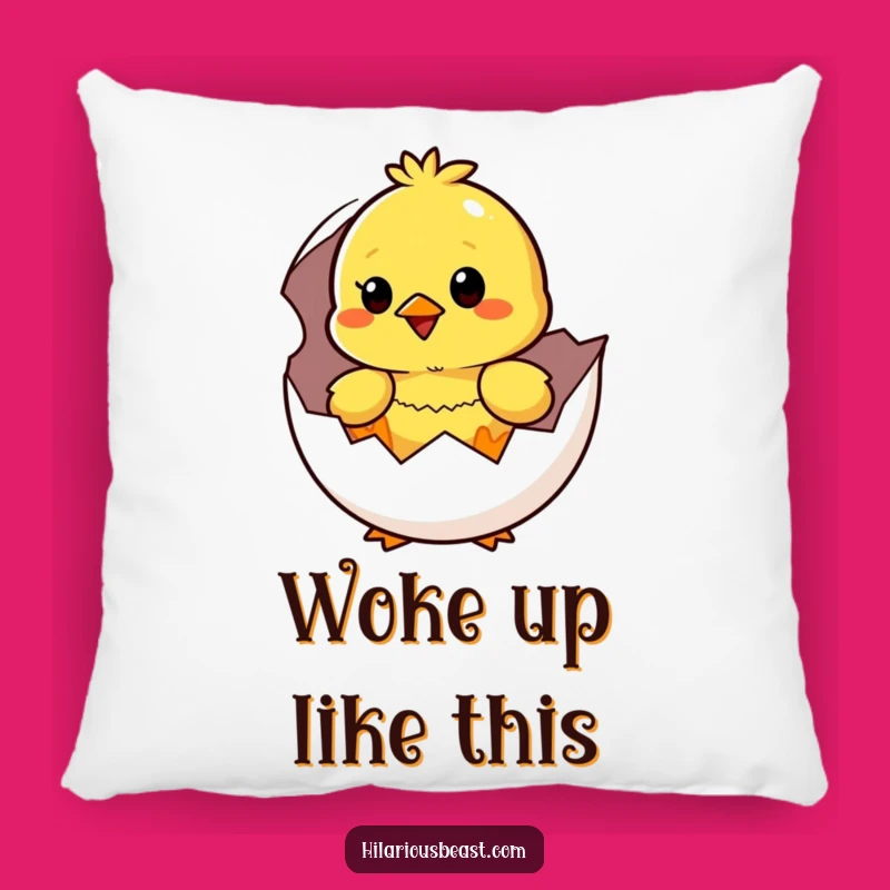 Funny Yellow Chick Hatching Pillow: Soft Comfort with Surprised Humor