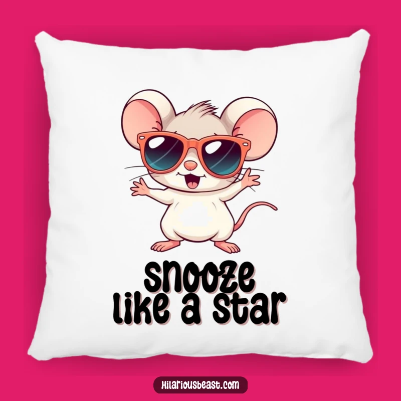 Funny Disco Mouse Pillow - Cozy Groovy Sunglasses Cushion, Gift Idea