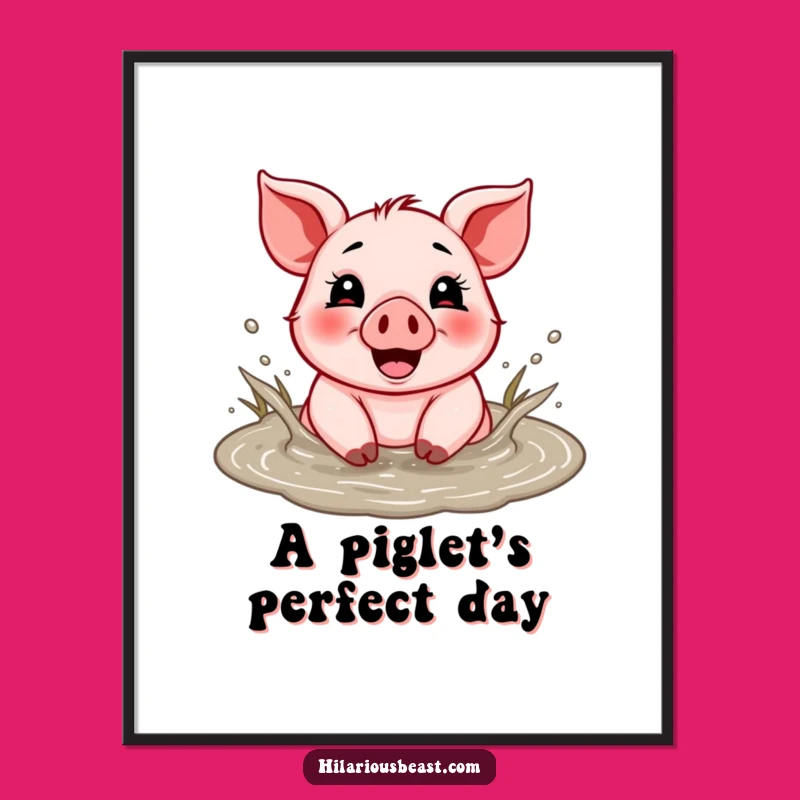 Funny Piglet Mud Puddle Digital Art - Cheerful Download