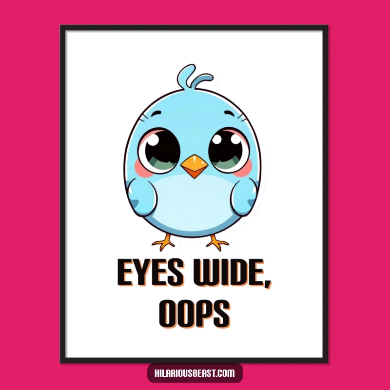 Funny Blue Bird Tripping Digital Art: Instant Wide-Eyed Download