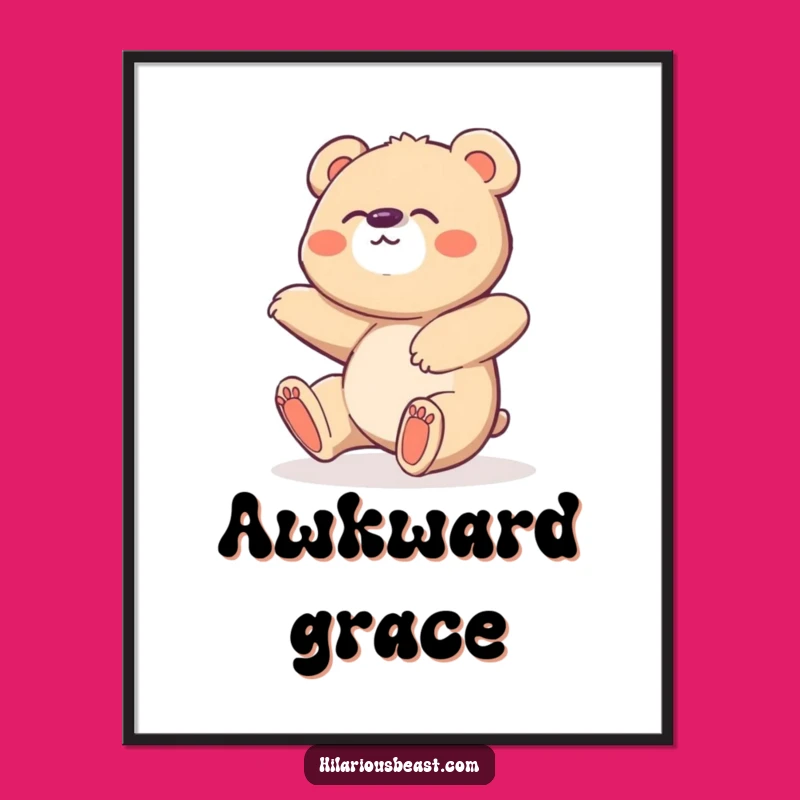 Funny Bear Cub Digital Art - Clumsy Animal Download, Instant Hilarious Gift