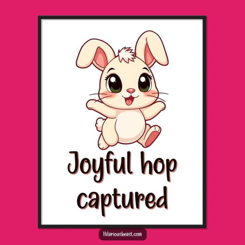 Funny Cartoon Bunny Digital Art - Floppy Ears, Hopping with Joy, Instant Cuteness!