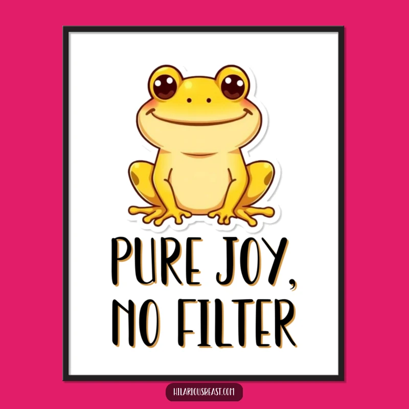 Funny Cheerful Frog Digital Print, Goofy Grin Artwork, Instant Humorous Decor Gift