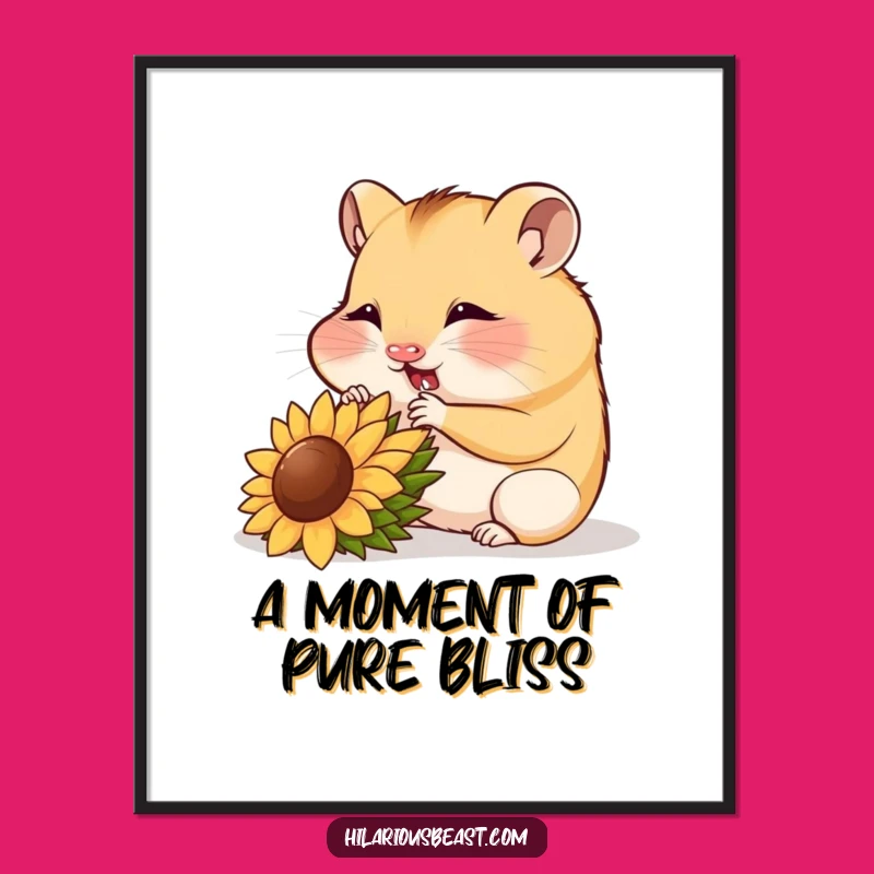 Funny Hamster Cub Digital Art: Munching Seed Printable, Instant Cute Gift