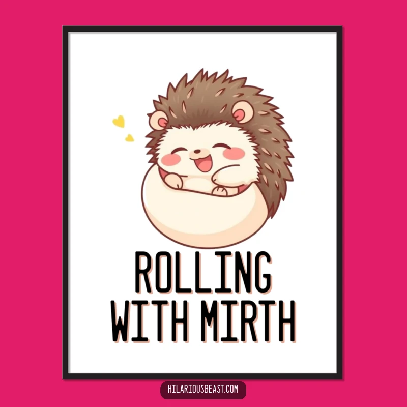 Funny Happy Hedgehog Digital Art Print: Instant Rolling Laughter Download