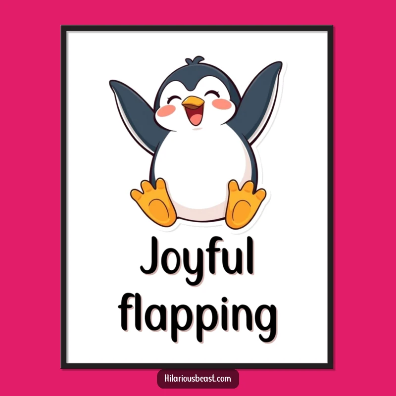 Funny Happy Penguin Digital Art - Exaggerated Excitement Print Gift