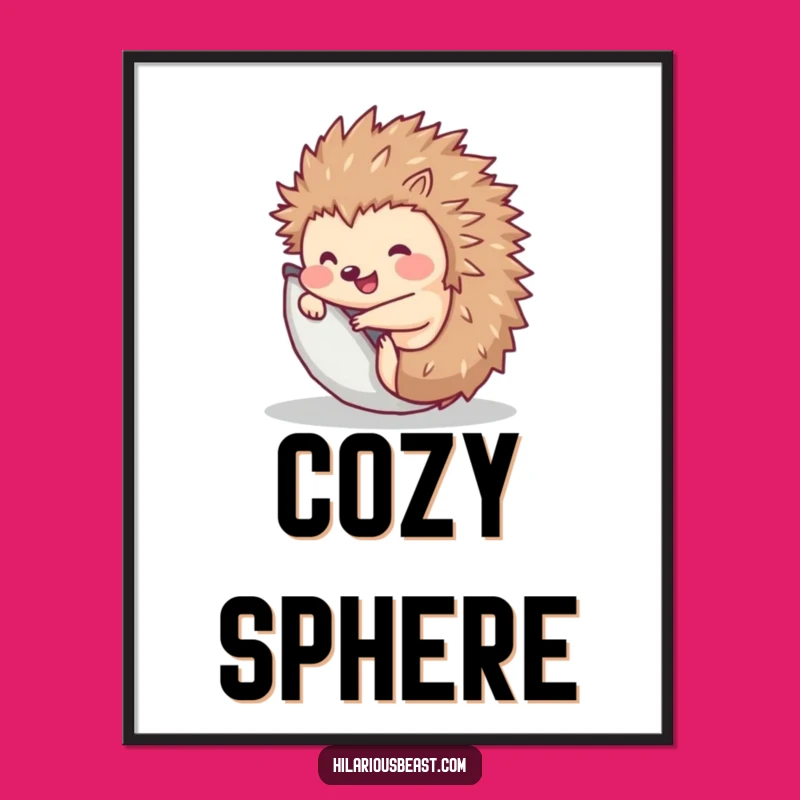 Funny Hedgehog Digital Art - Cheerful Rolling Animal Download, Instant Funny Gift