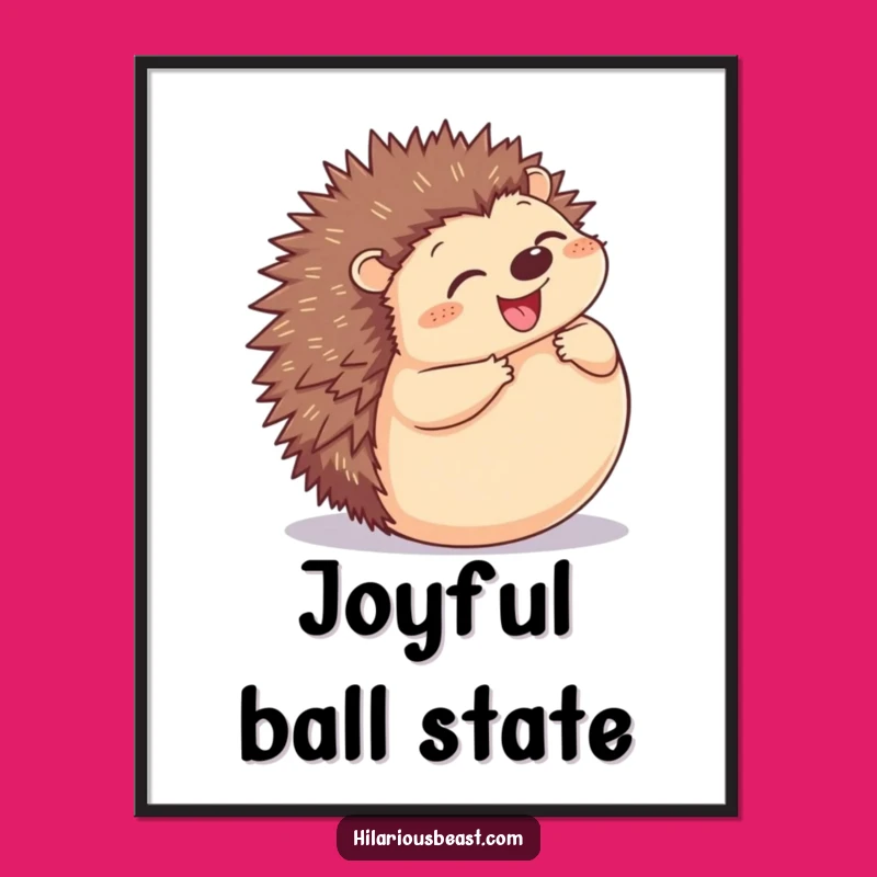 Funny Hedgehog Digital Art - High-Res Rolling Ball Print, Instant Joy Gift
