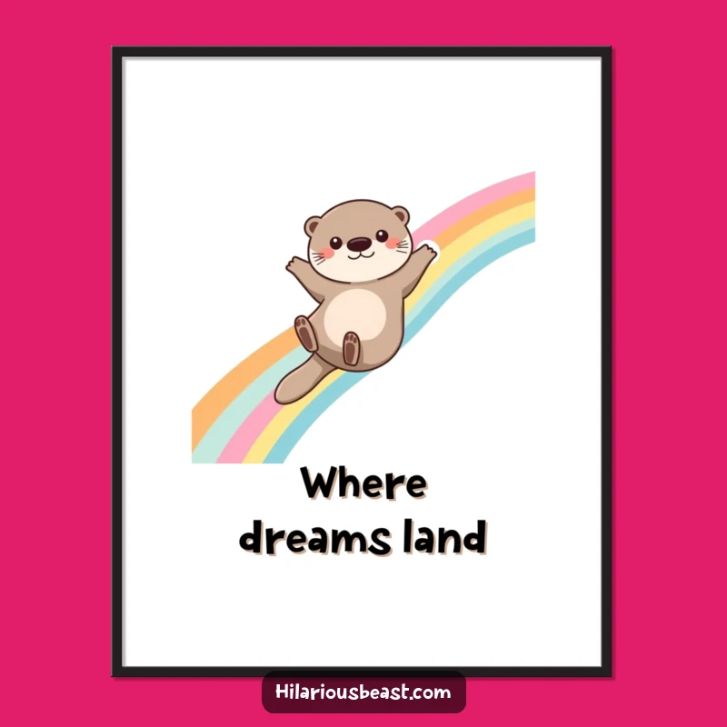 Funny Otter Sliding Digital Art Print Bring Magic to Your Walls Instantly
