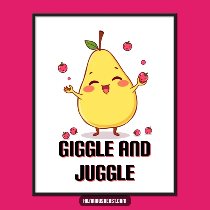 Funny Pear Juggling Digital Art: Instant Fruity Decor for Walls