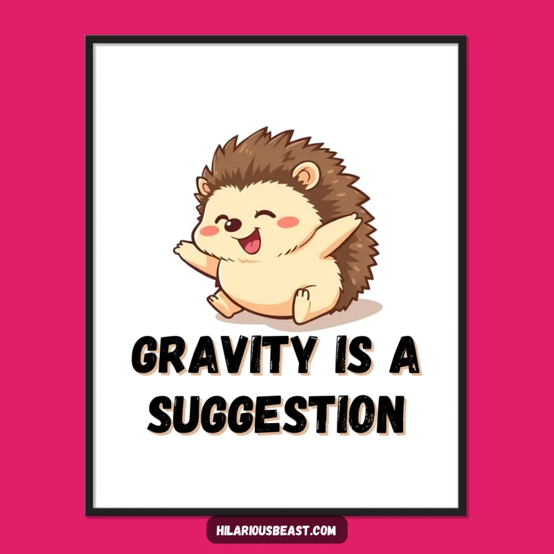 Funny Hedgehog Rolling Digital Art Print Inject Fun into Your Walls Instantly