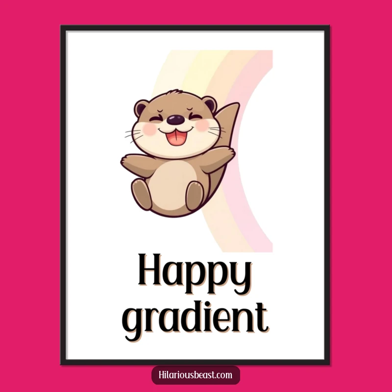 Funny Otter Digital Art - Grinning Rainbow Slider Download, Instant Funny Gift