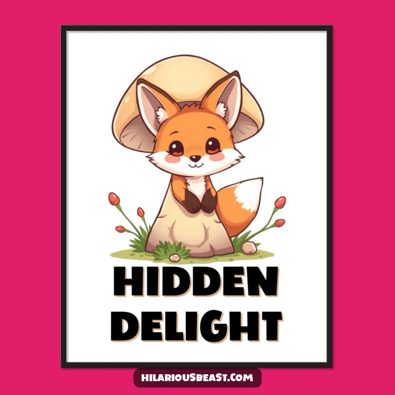 Funny Fox Cub Peeking Digital Art - Instant Playful Decor Download