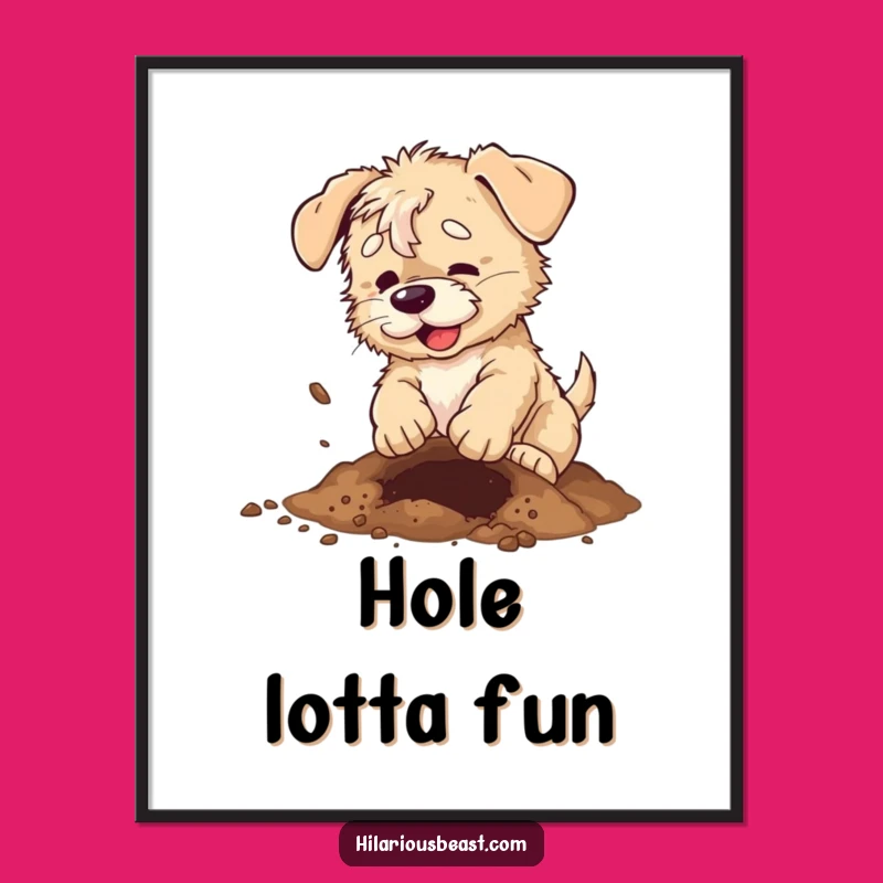 Funny Scruffy Puppy Digging Digital Art, Hilarious Instant Download for Dog Lovers
