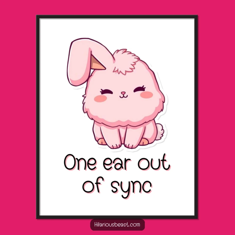 Funny Floppy Ear Bunny Digital Print, Cute Fluffy Art, Instant Humorous Decor Gift