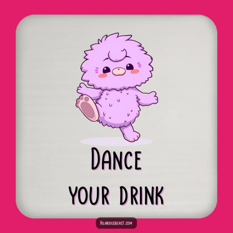Funny Fluffy Creature Drink Coaster - Purple Dancer, Big Feet Protection