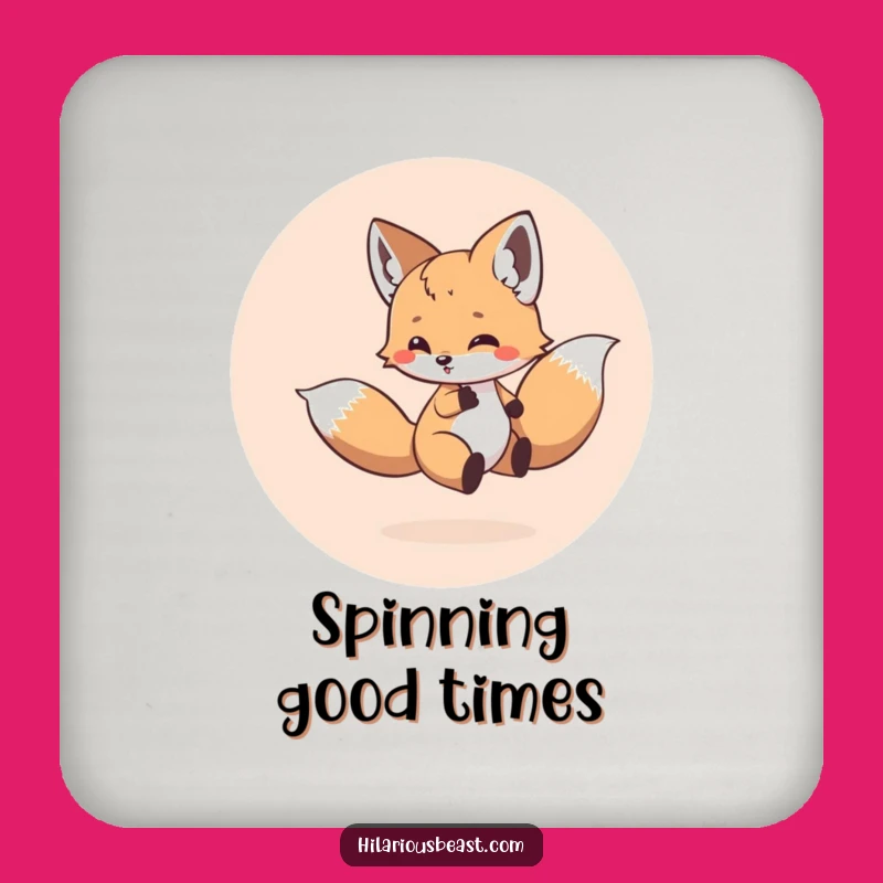 Funny Fox Cub Tail Chase Coasters - Energetic & Hilarious Table Protection