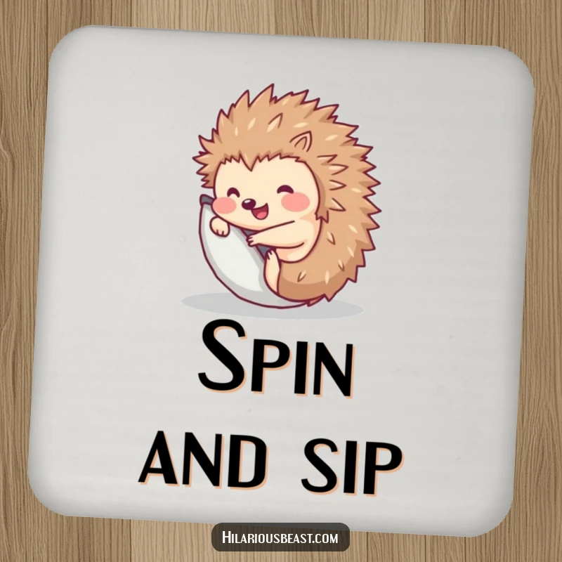 Funny Hedgehog Coasters: Set of 4, cute hedgehog rolling into a ball, protecting surfaces.