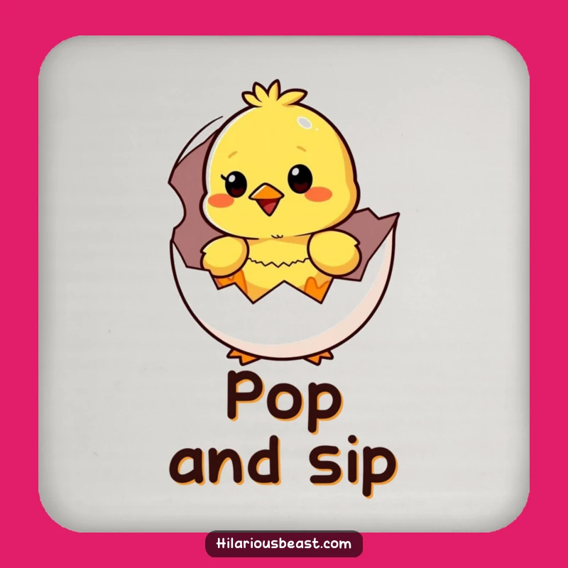 Funny Yellow Chick Hatching Drink Coaster: Hilarious Protection with Surprise