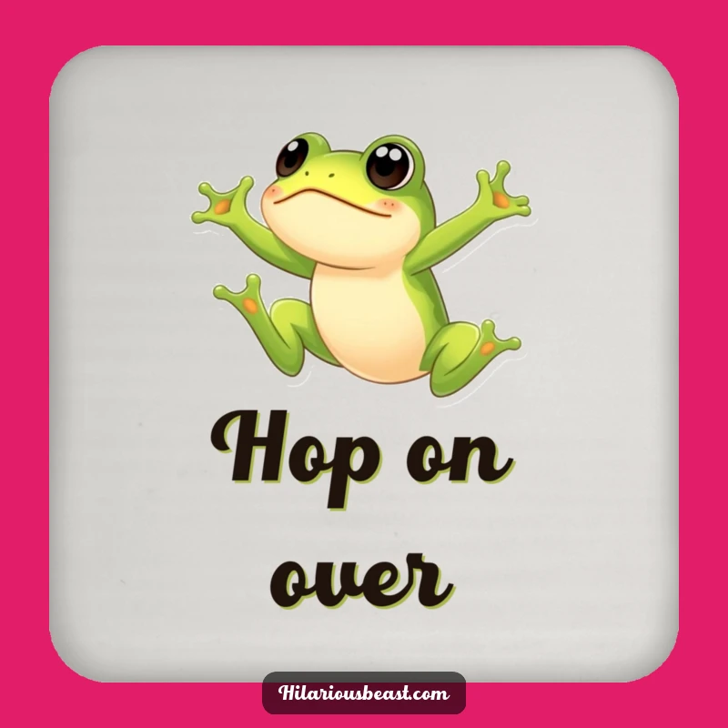 Funny Frog Coaster Set: Protect Surfaces with Leaping Frog Art, Funny Gift