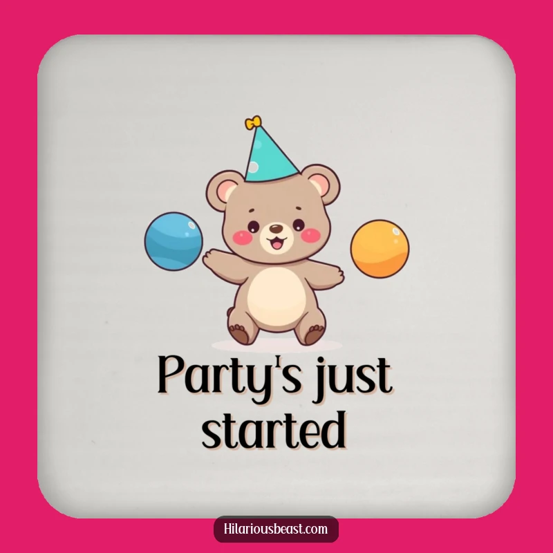 Funny Juggling Bear Cub Coaster Set - Hilarious Table Protection Gift