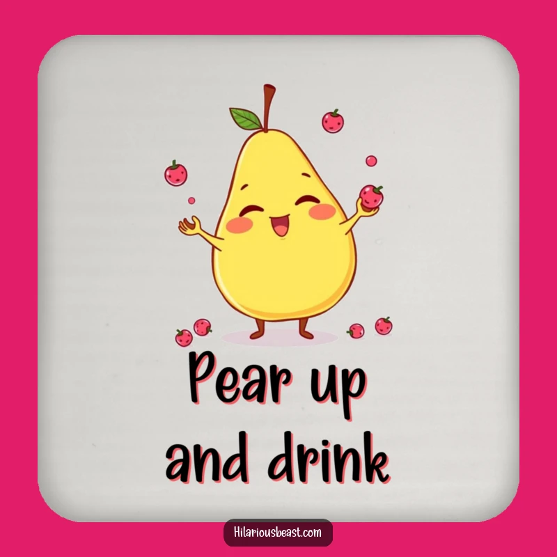 Funny Pear Juggling Coaster: Protect Surfaces with Fruity Moves