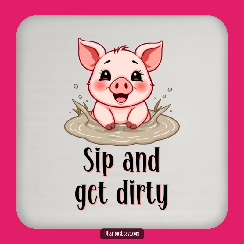 Funny Piglet Mud Puddle Coaster - Cheerful Table Protector