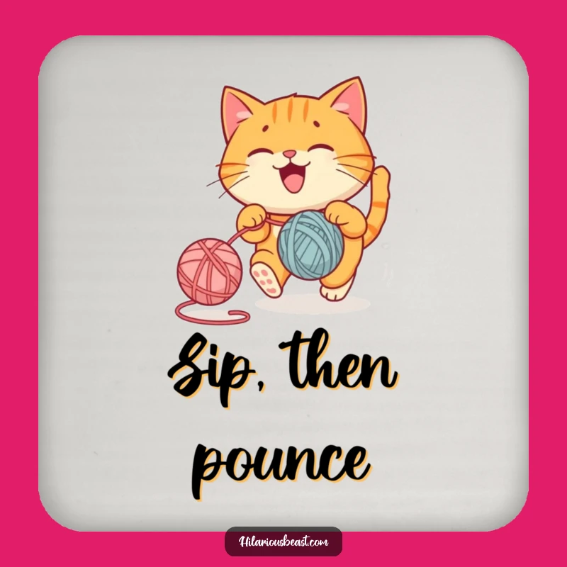 Funny Cat Coaster Set: Protect Surfaces with Chasing Art, Chic Funny Gift