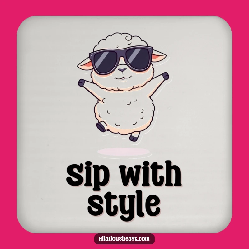 Funny Sheep Sunglasses Coasters: Set of 4 Cool Designs, Protect Surfaces Humorously