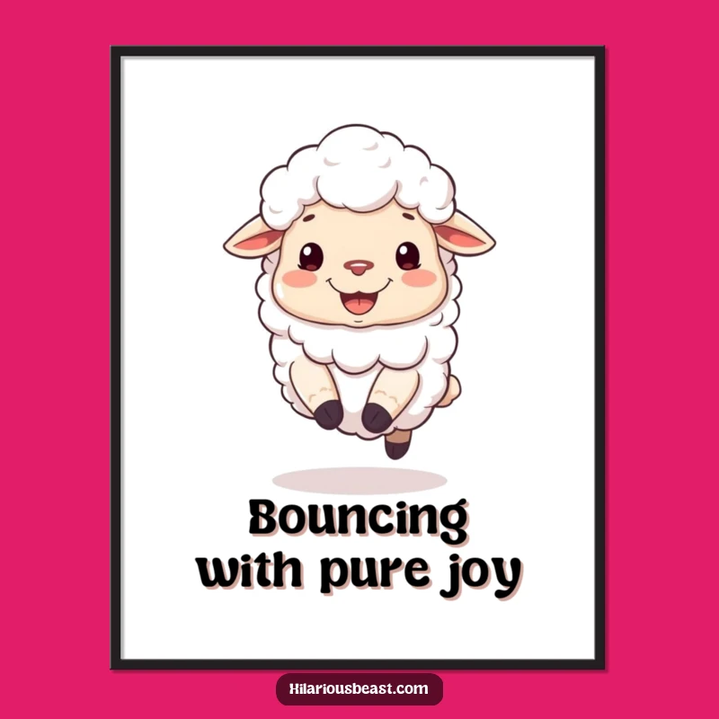 Funny Sheep Grin Poster - Silly Bouncing Wall Art