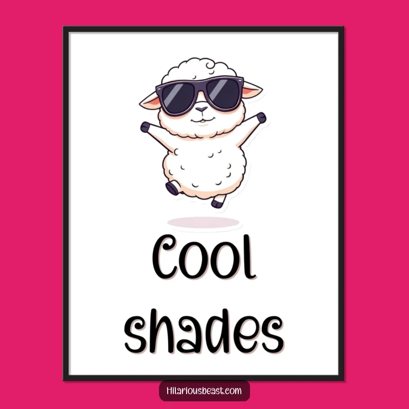 Funny Sheep Sunglasses Poster: Cool Sheep Art Print, Hilarious Wall Decor Gift