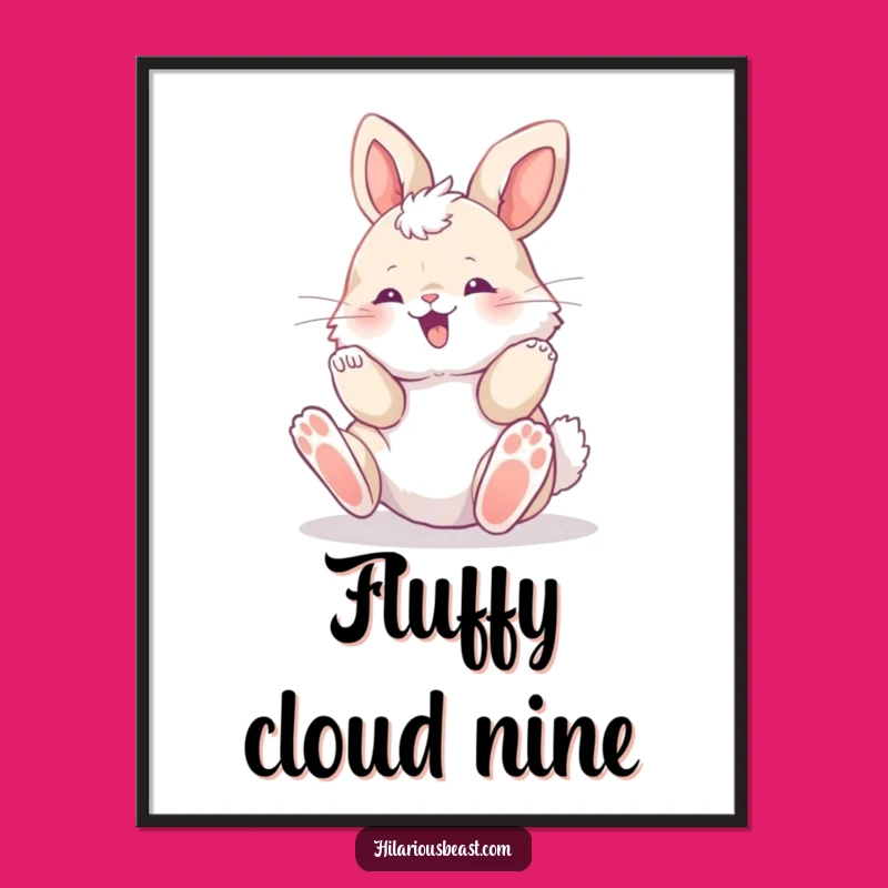 Funny Bunny Cub Rolling Poster - Whimsical Wall Art for Happy Homes