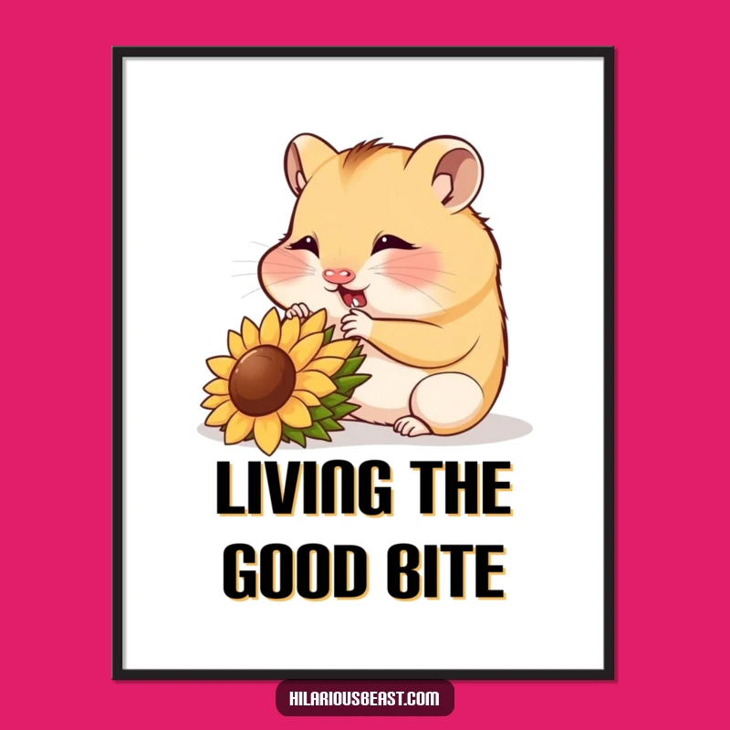 Funny Hamster Cub Poster: Munching Seed Wall Art, Cute Decor Gift
