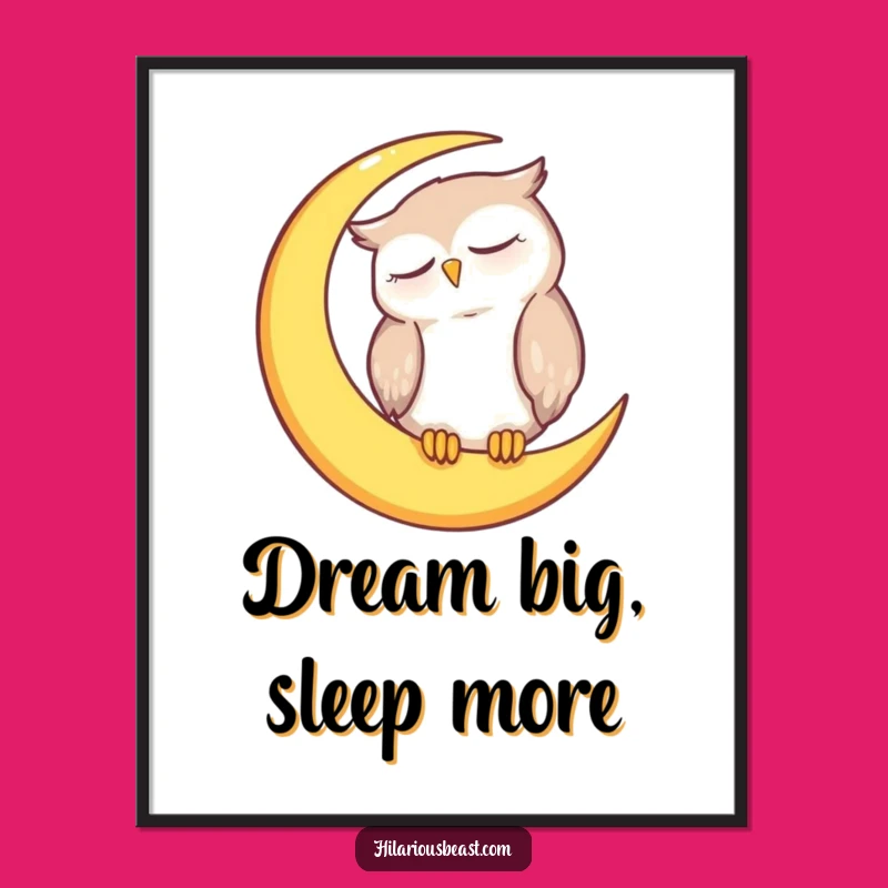 Funny Sleepy Owl Moon Poster: Charming Wall Art for a Peaceful Vibe