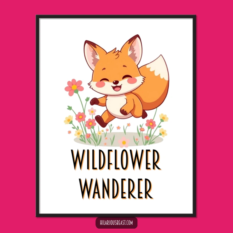 Funny Fox Poster: Joyful Leaping Art, Whimsical Decor for Nature Lovers