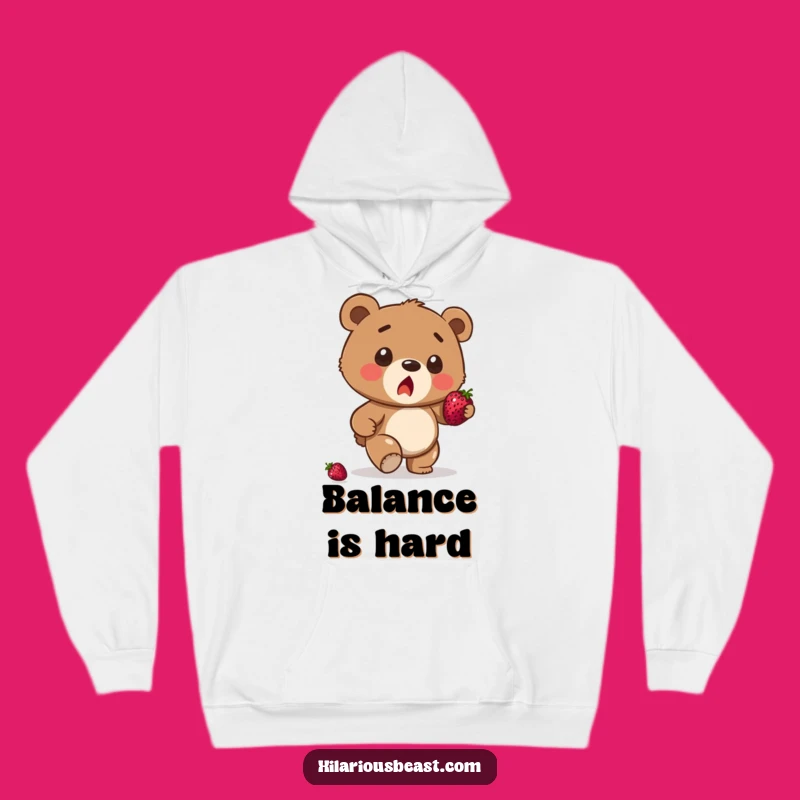 Funny Bear Cub Stumble Hoodie - Surprised Berry Balance Sweatshirt Gift