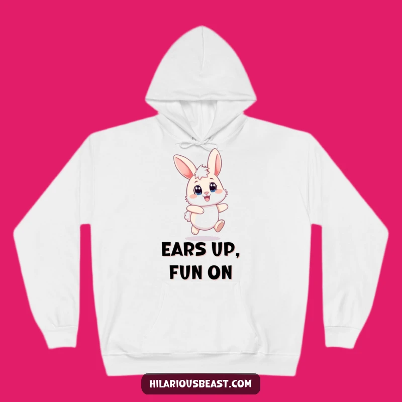Funny Cozy Bunny Hoodie - Floppy Ears & Joyful Hop, Perfect Warm Gift