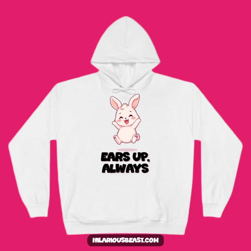 Funny Bunny Bouncing Hoodie: Cozy Joyful Pink Rabbit Gift