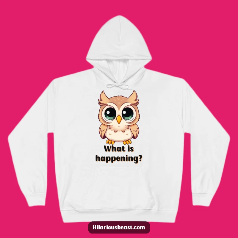 Funny Curious Owl Hoodie - Cozy Surprise with Enormous Eyes Gift