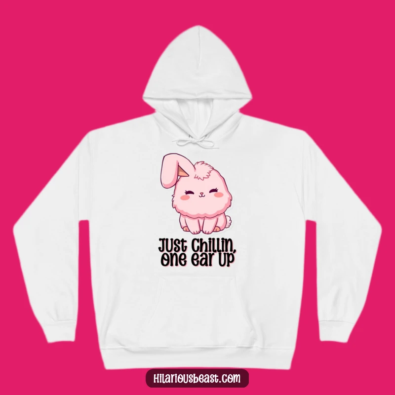 Funny Floppy Ear Bunny Hoodie, Cozy Fluffy Pink Sweatshirt, Humorous Gift for Her